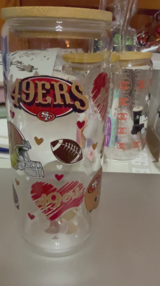 49'ERS GLASS CUP WITH GLASS STRAW