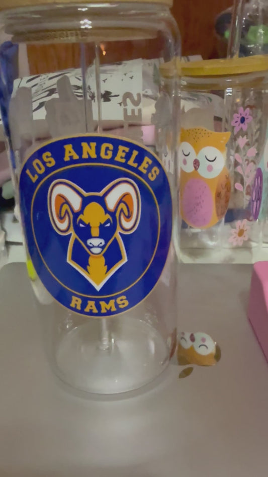 LOS ANGELES GLASS CUP WITH GLASS STRAW
